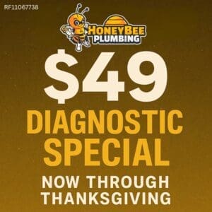 $49 Diagnostic Special from Honey Bee Plumbing—holiday plumbing discount available now through Thanksgiving. Local licensed plumber RF11067738 serving Santa Rosa, Escambia, and Okaloosa counties.